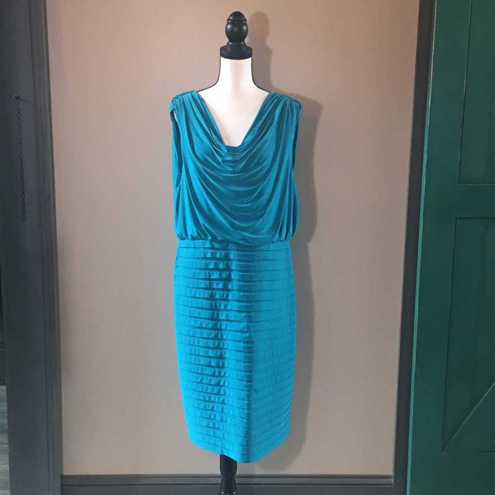 Adrianna Papell Turquoise Blue Dress Size 16